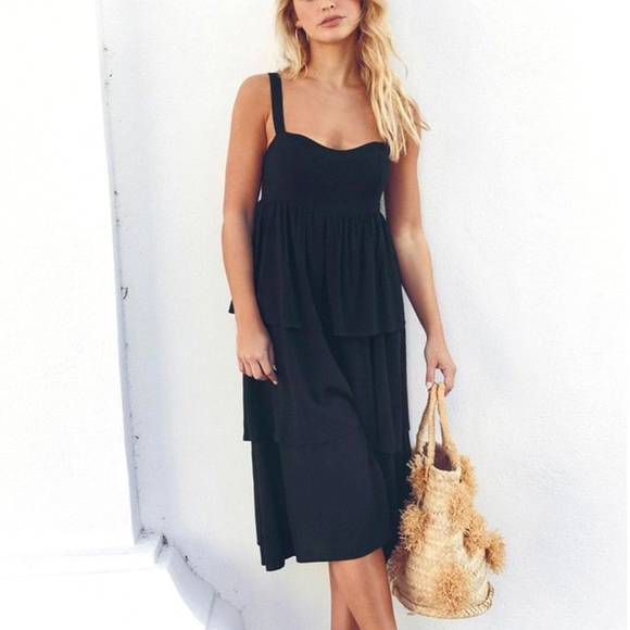 Tiered Ruffled Little Black Dress by Teza Collection – NWOT - Picture 2 of 8